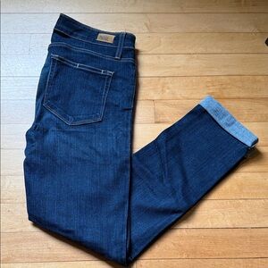 PAIGE Cuffed Deep Indigo Slim Jeans